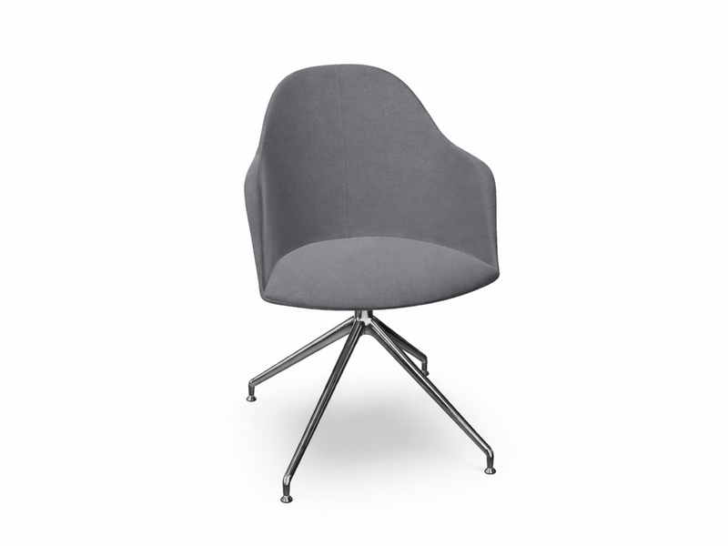 Cila Fully Upholstered Armchair With Swivel Trestle Base