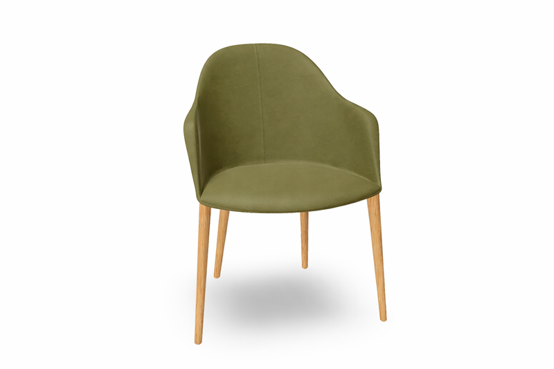 Cila Fully Upholstered Armchair with Timber Oak Four-leg Base