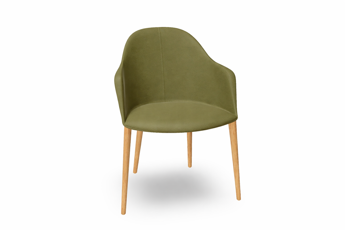 Cila Fully Upholstered Armchair with Timber Oak Four-leg Base