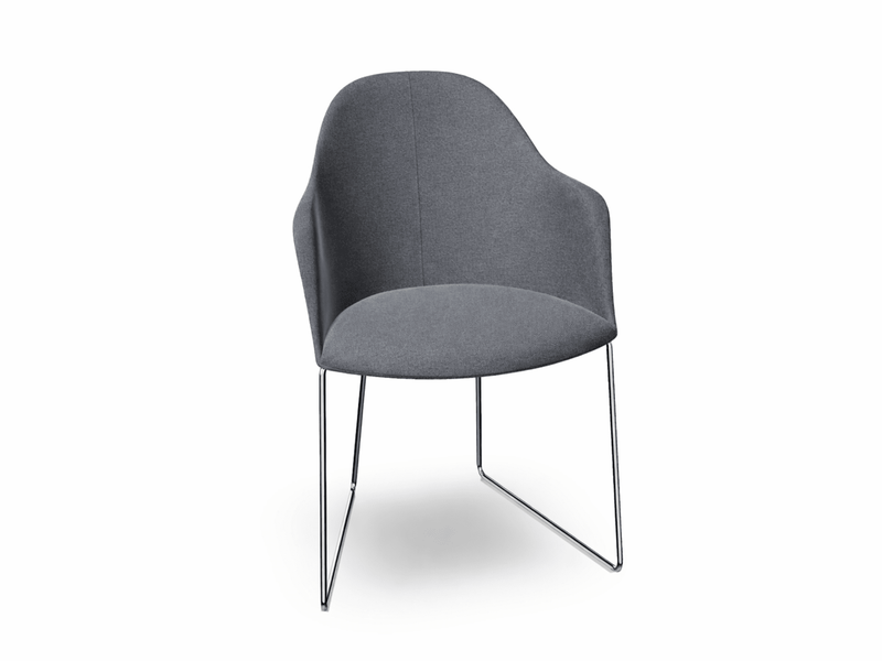 Cila Fully Upholstered Armchair With Sled Base Chairs Arper 