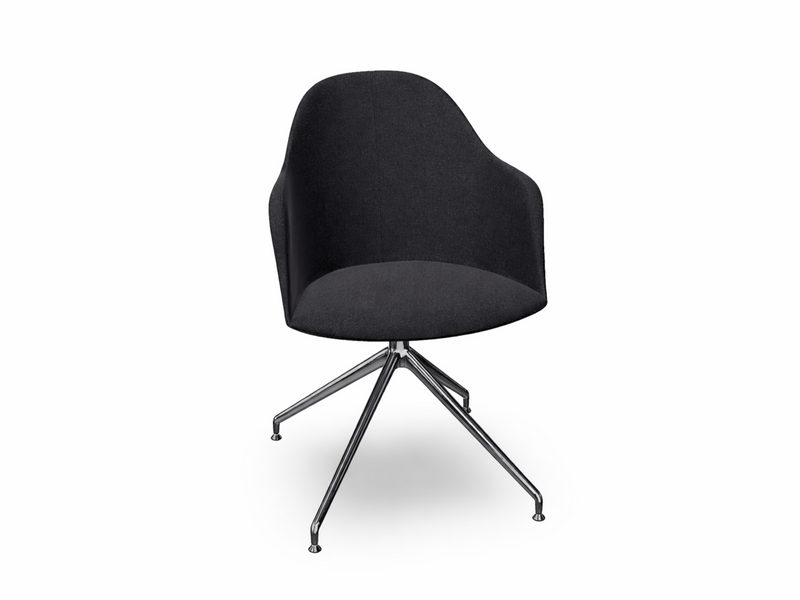 Cila Fully Upholstered Armchair With Swivel Trestle Base