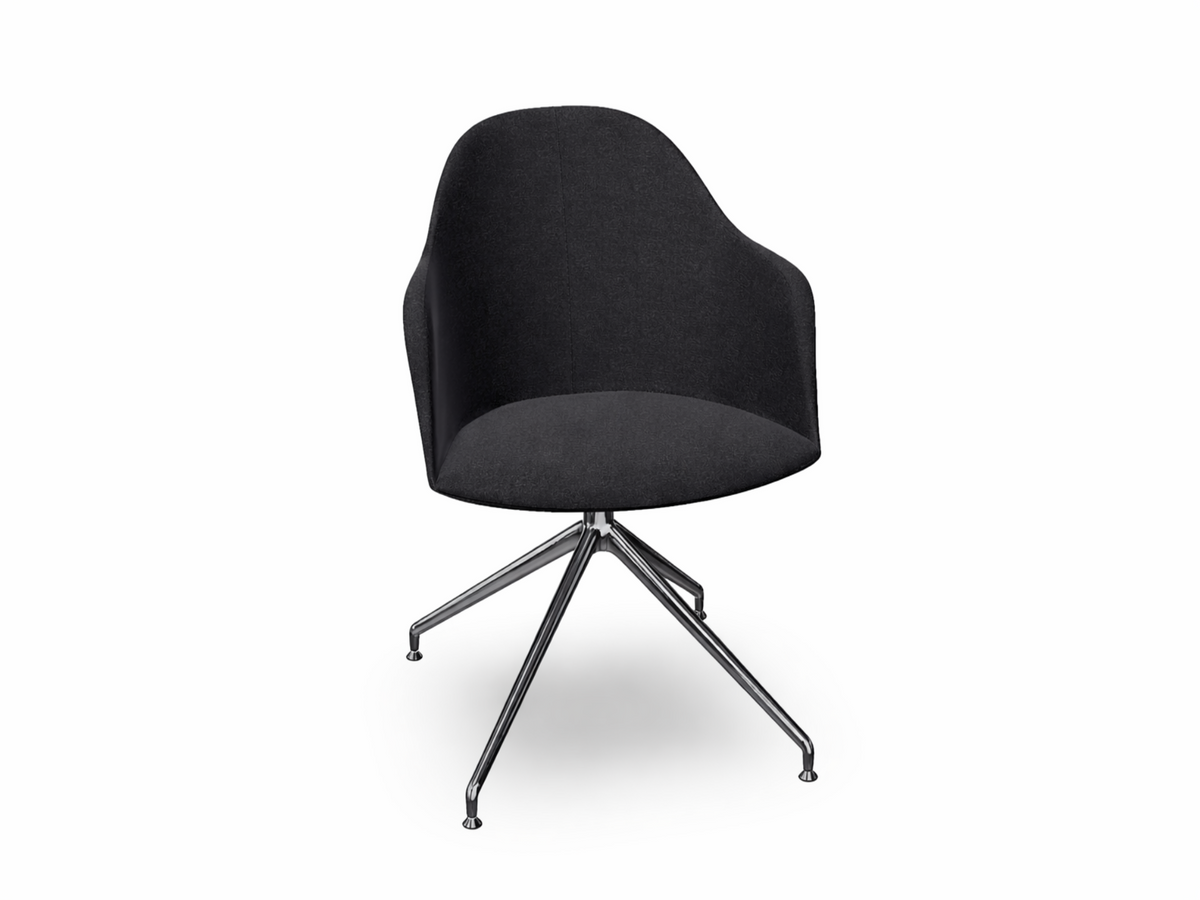 Cila Fully Upholstered Armchair With Swivel Trestle Base