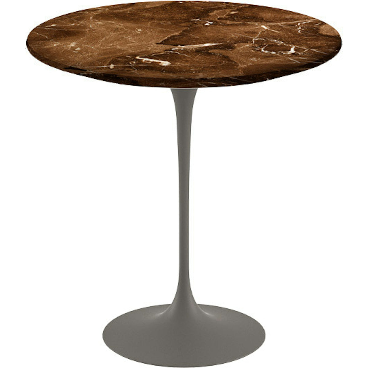 Saarinen Side Table - 20” Round side/end table Knoll Grey Espresso marble, Satin finish 