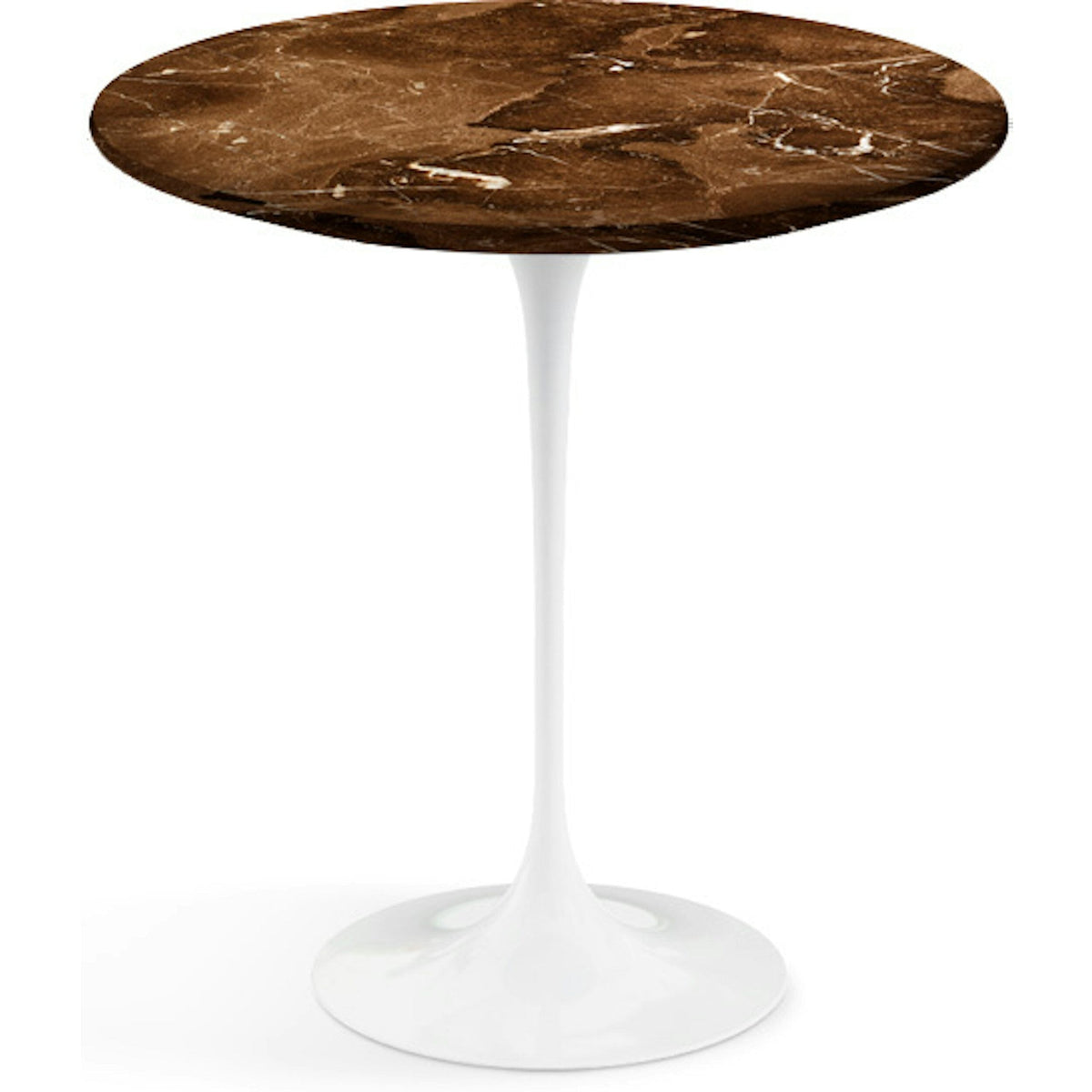 Saarinen Side Table - 20” Round side/end table Knoll White Espresso marble, Satin finish 