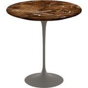 Saarinen Side Table - 20” Round side/end table Knoll Grey Espresso marble, Shiny finish 