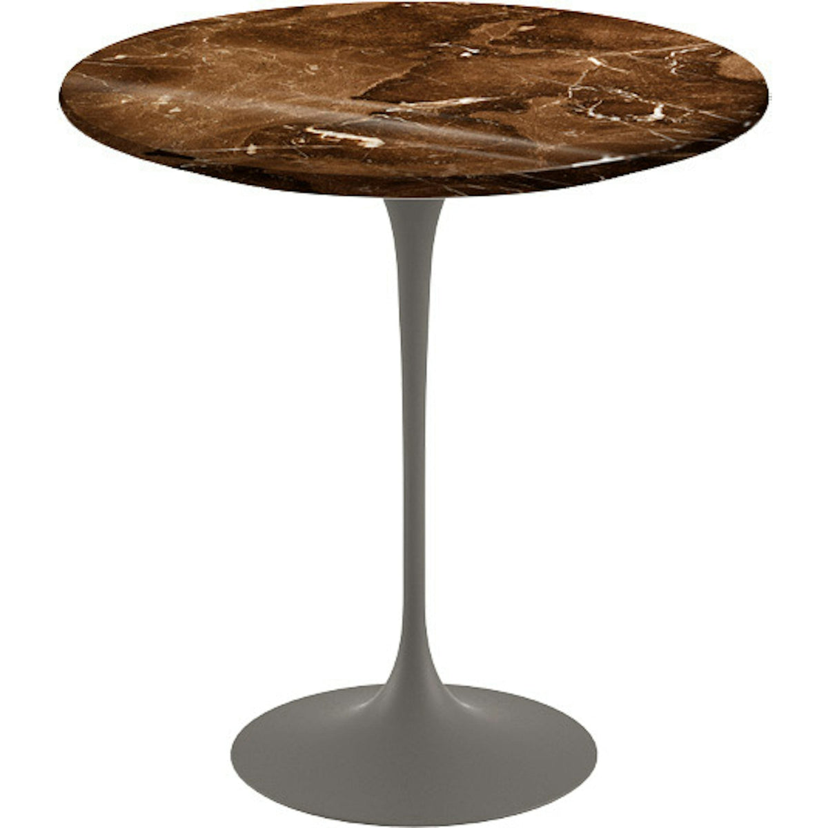 Saarinen Side Table - 20” Round side/end table Knoll Grey Espresso marble, Shiny finish 