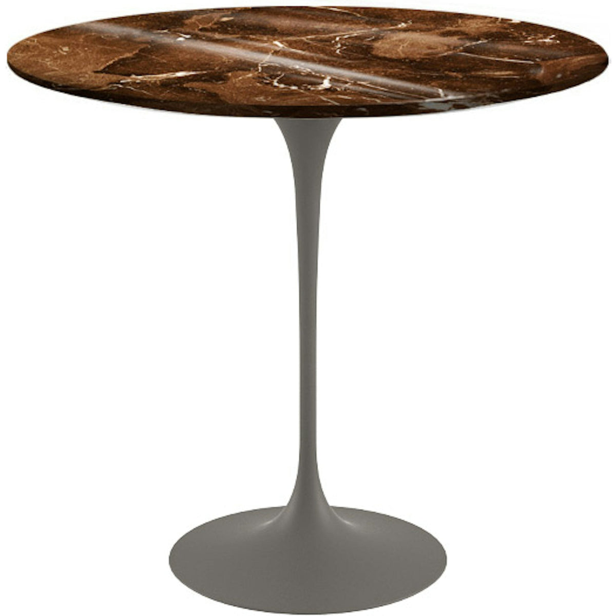 Saarinen Side Table - 22” Oval side/end table Knoll Grey Espresso marble, Shiny finish 
