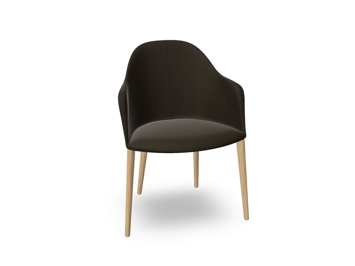 Cila Fully Upholstered Armchair with Timber Oak Four-leg Base