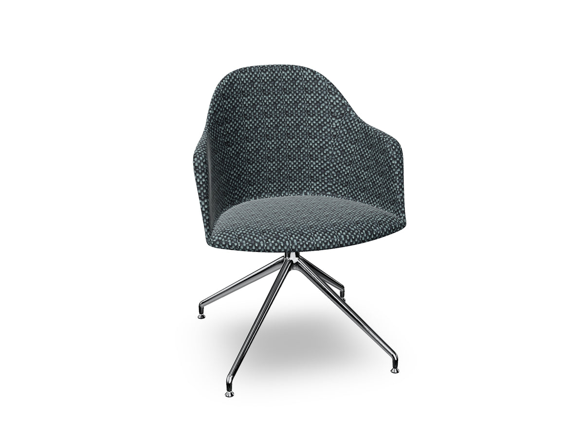 Cila Fully Upholstered Armchair With Swivel Trestle Base