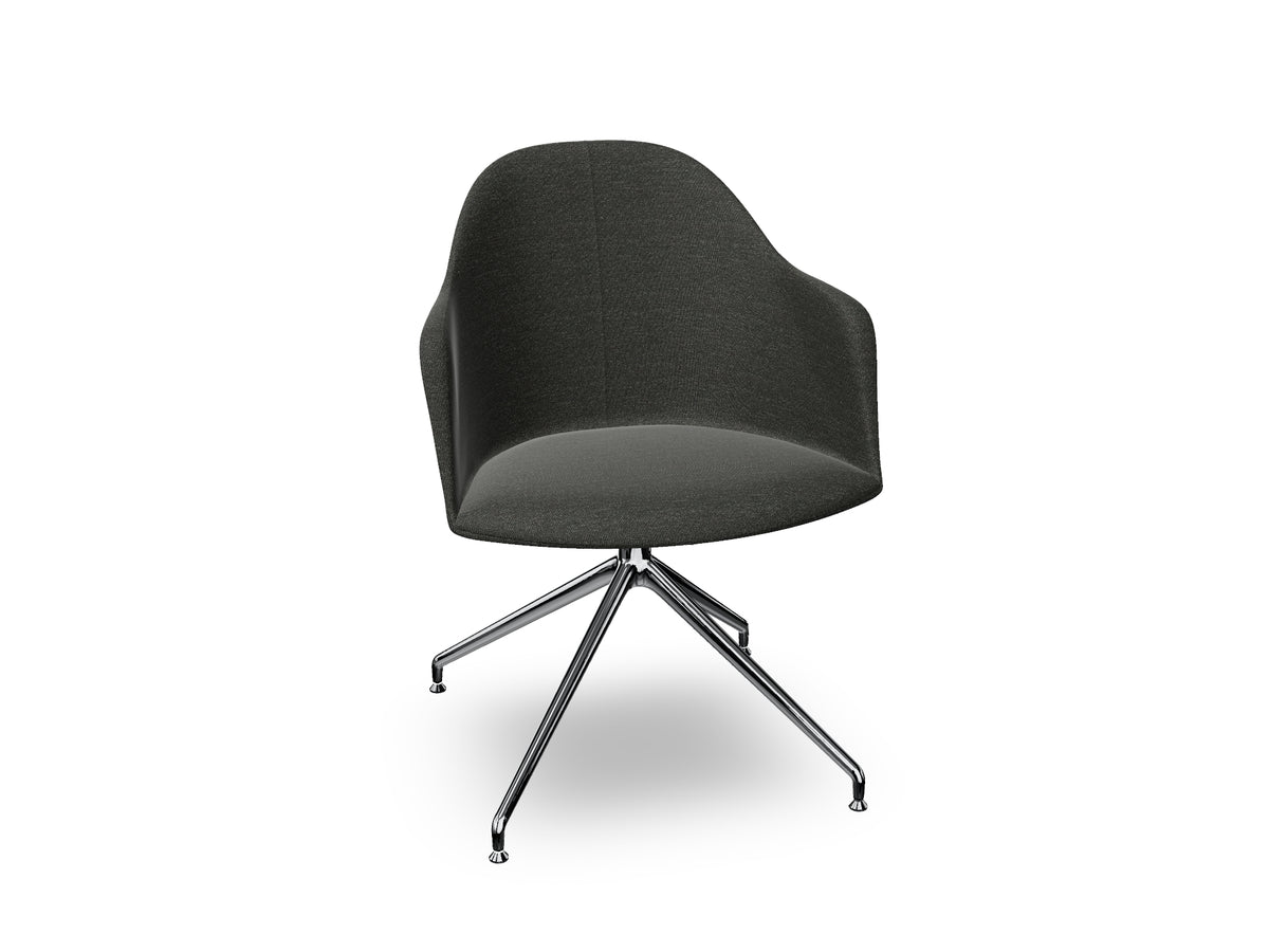 Cila Fully Upholstered Armchair With Swivel Trestle Base
