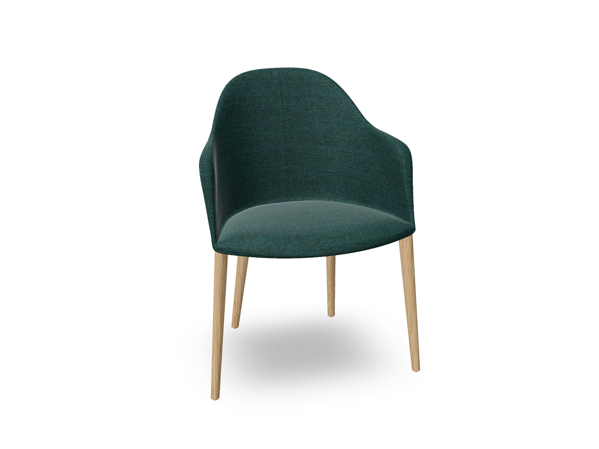 Cila Fully Upholstered Armchair with Timber Oak Four-leg Base