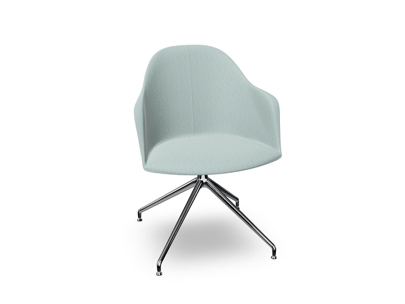 Cila Fully Upholstered Armchair With Swivel Trestle Base