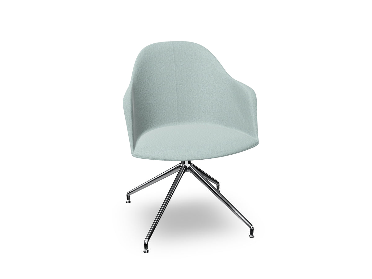 Cila Fully Upholstered Armchair With Swivel Trestle Base