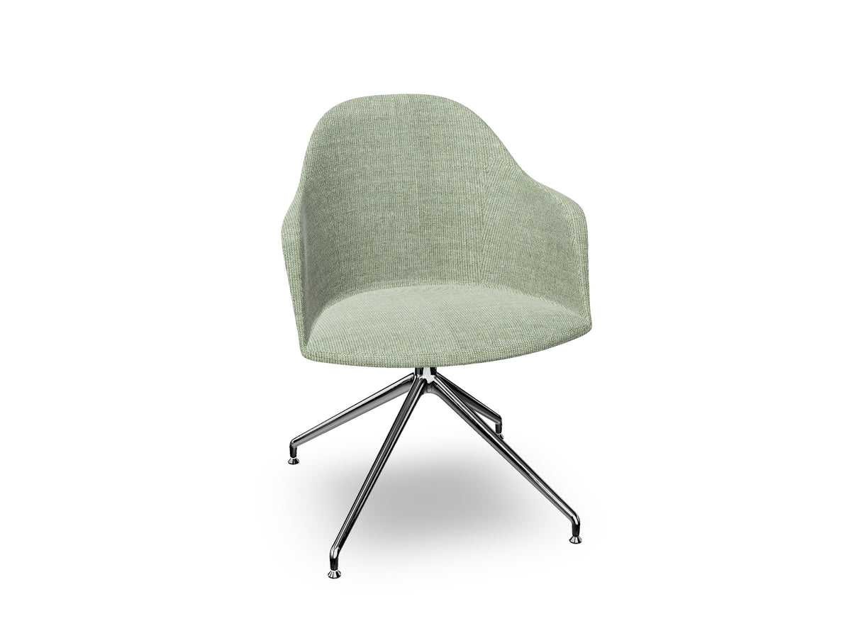 Cila Fully Upholstered Armchair With Swivel Trestle Base