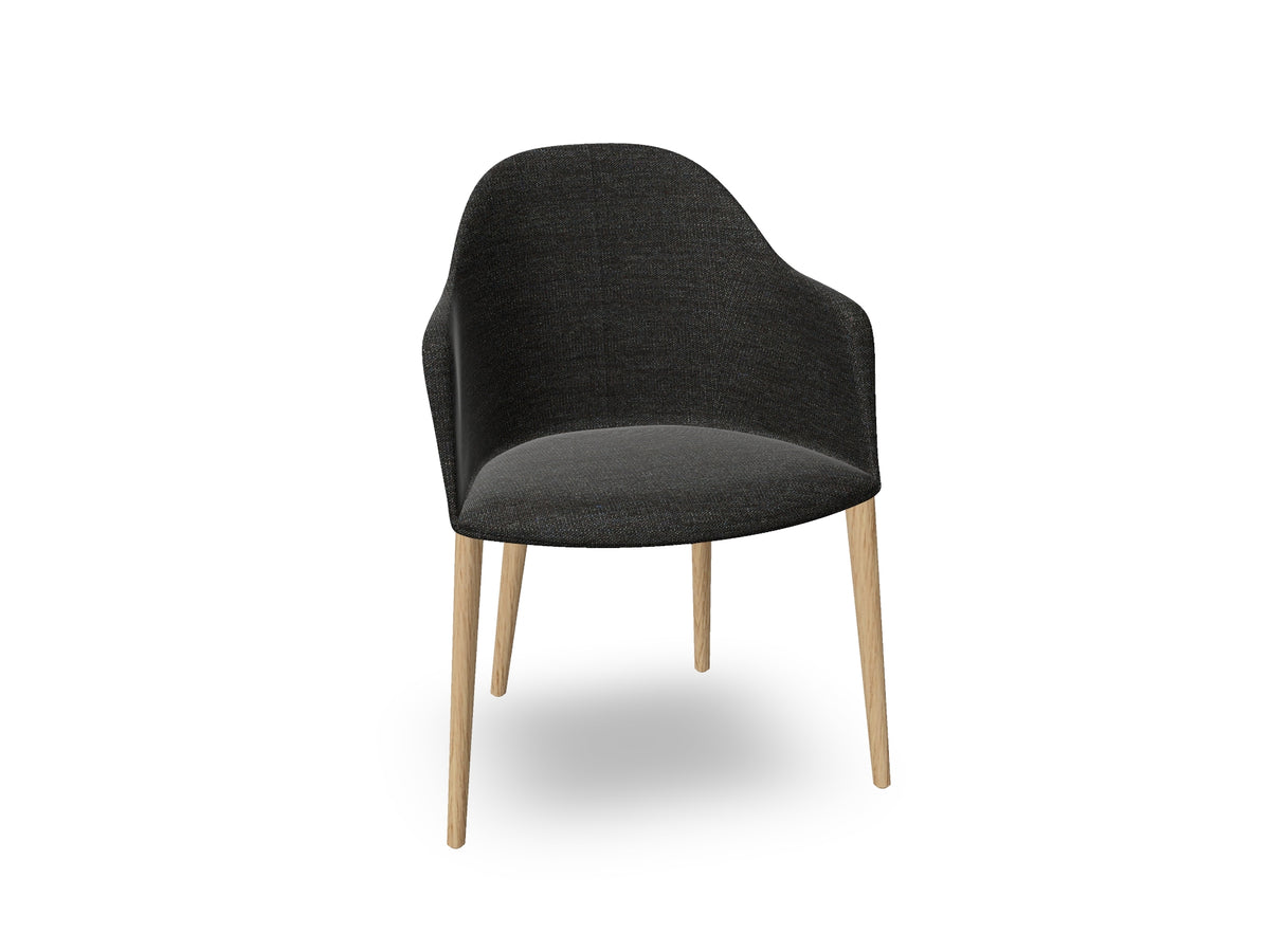 Cila Fully Upholstered Armchair with Timber Oak Four-leg Base