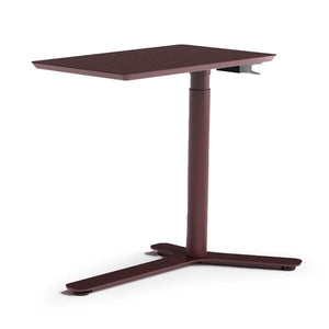 Float Mini Height Adjustable Table Desks humanscale Garnet Burgundy-Painted Wood Top With Garnet Burgundy Base 