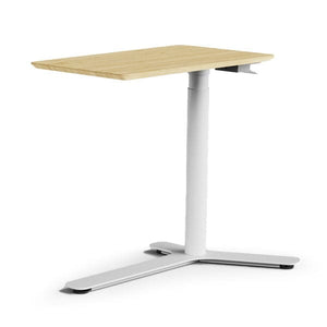 Float Mini Height Adjustable Table Desks humanscale Bamboo Top With Cloud White Base 