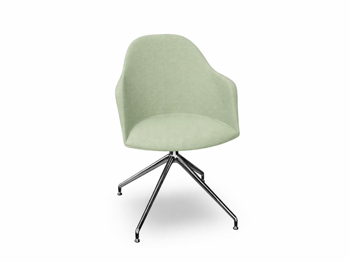 Cila Fully Upholstered Armchair With Swivel Trestle Base