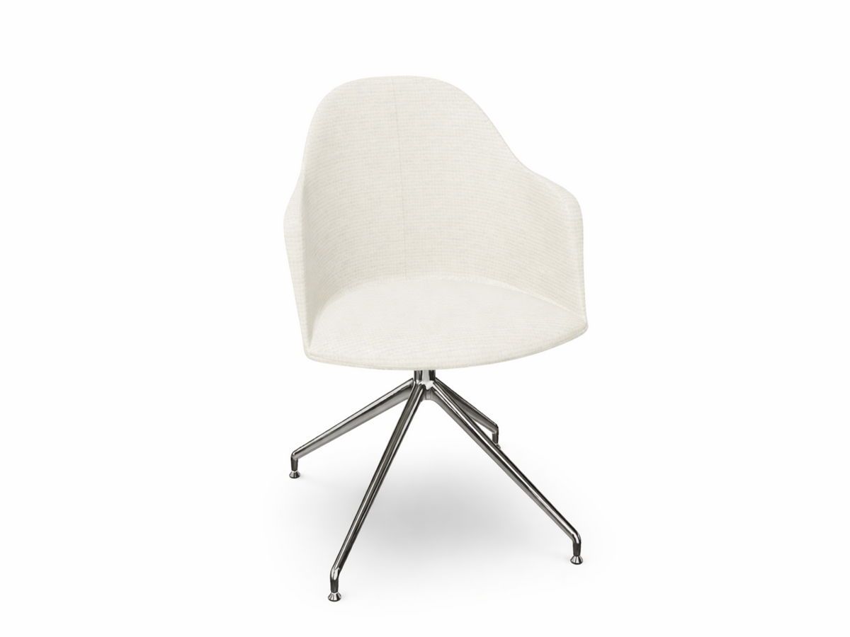 Cila Fully Upholstered Armchair With Swivel Trestle Base