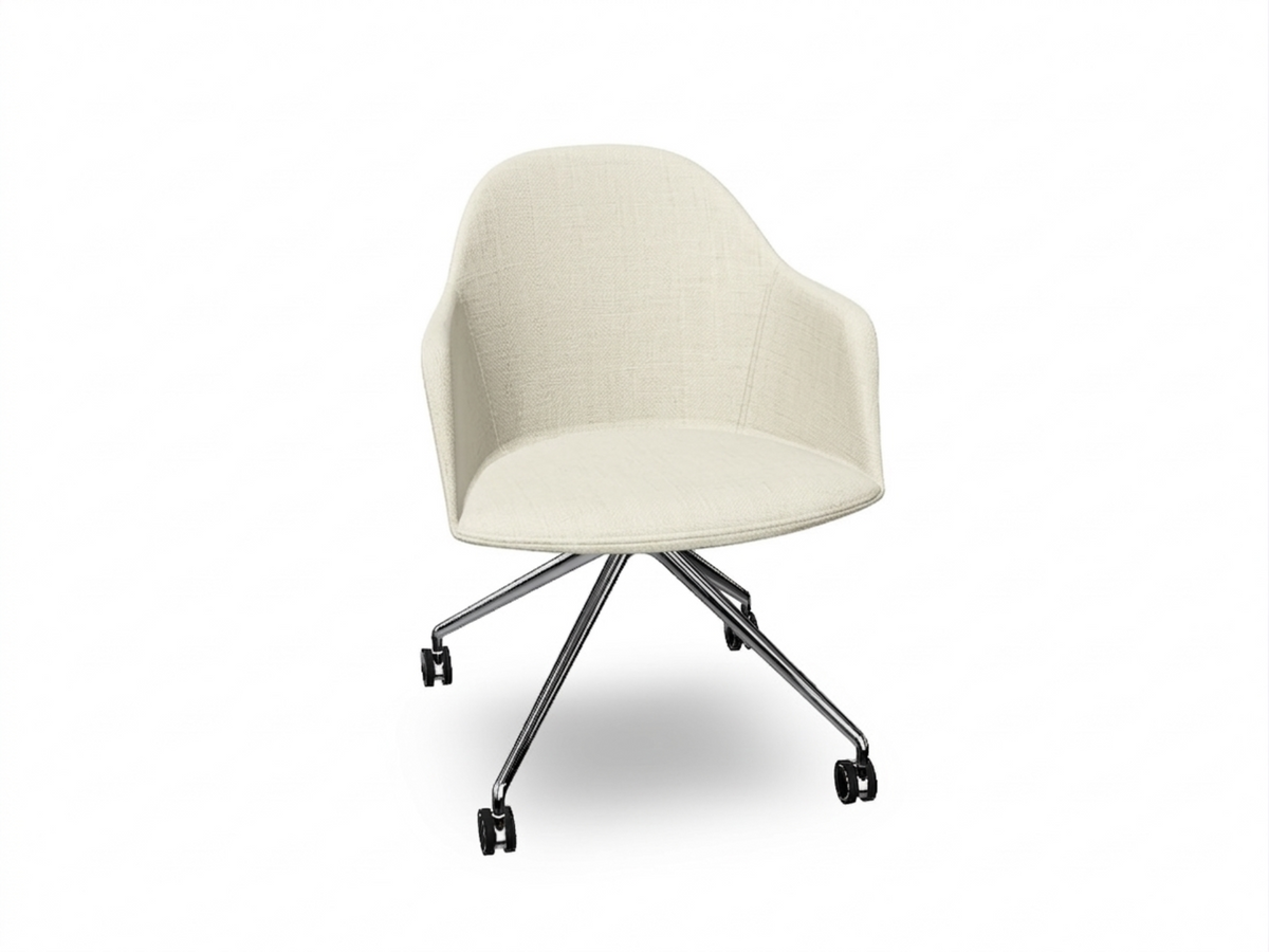 Cila fully upholstered Armchair With Fixed Trestle Base