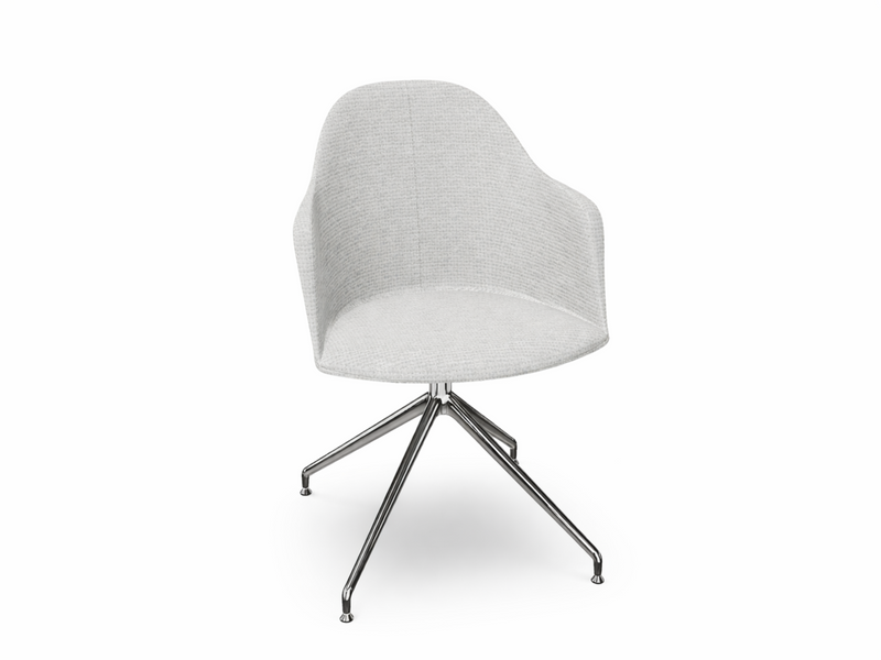 Cila Fully Upholstered Armchair With Swivel Trestle Base