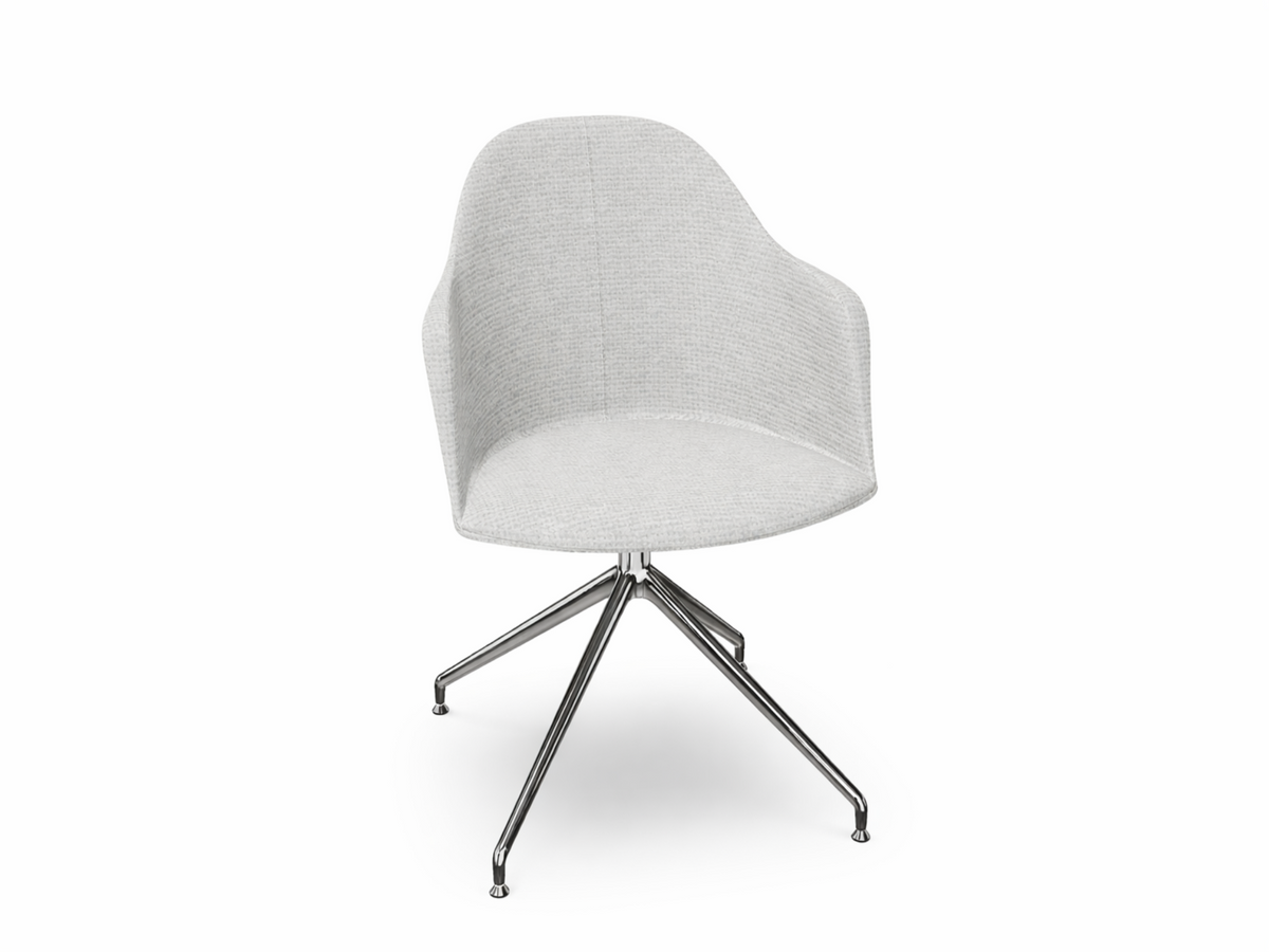 Cila Fully Upholstered Armchair With Swivel Trestle Base