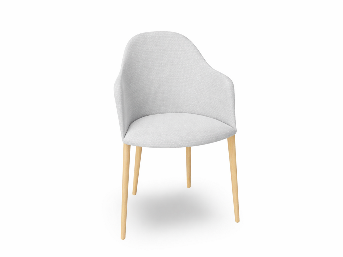 Cila Fully Upholstered Armchair with Timber Oak Four-leg Base