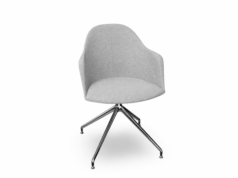 Cila Fully Upholstered Armchair With Swivel Trestle Base