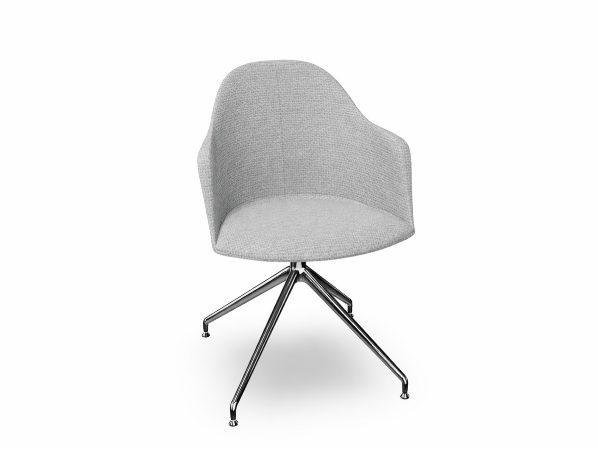 Cila Fully Upholstered Armchair With Swivel Trestle Base
