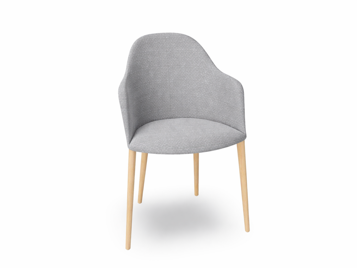 Cila Fully Upholstered Armchair with Timber Oak Four-leg Base