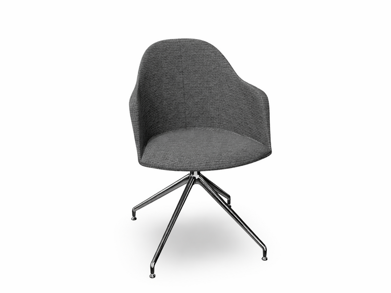 Cila Fully Upholstered Armchair With Swivel Trestle Base