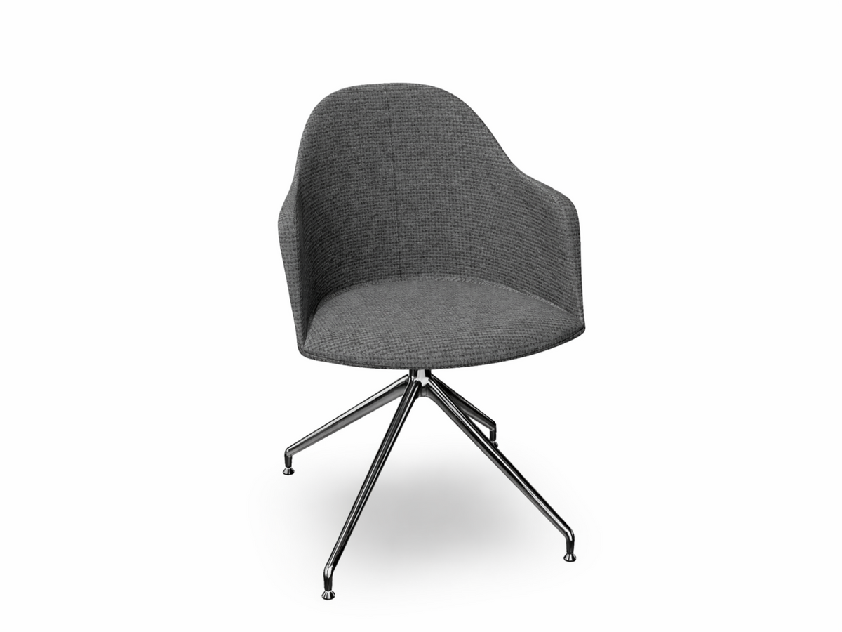 Cila Fully Upholstered Armchair With Swivel Trestle Base
