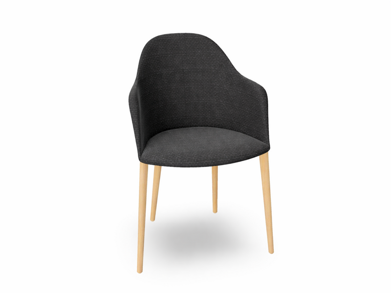 Cila Fully Upholstered Armchair with Timber Oak Four-leg Base