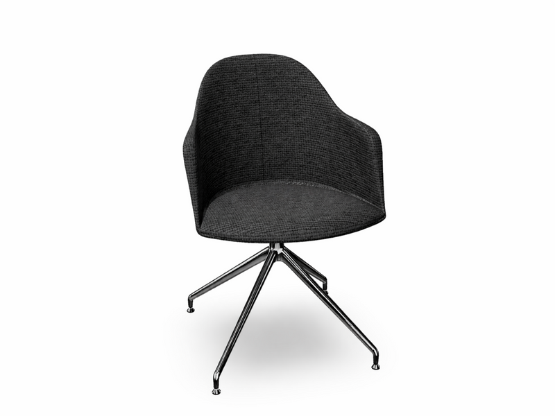 Cila Fully Upholstered Armchair With Swivel Trestle Base