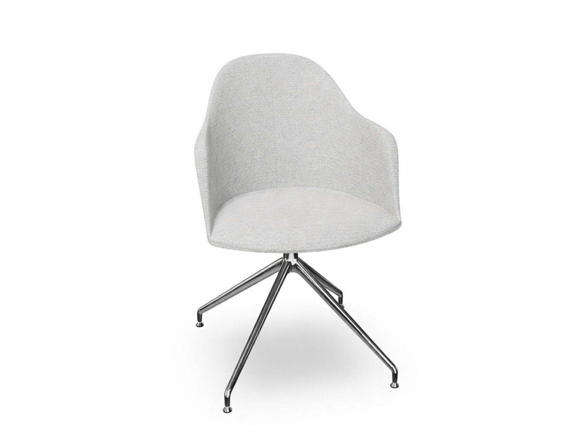 Cila Fully Upholstered Armchair With Swivel Trestle Base