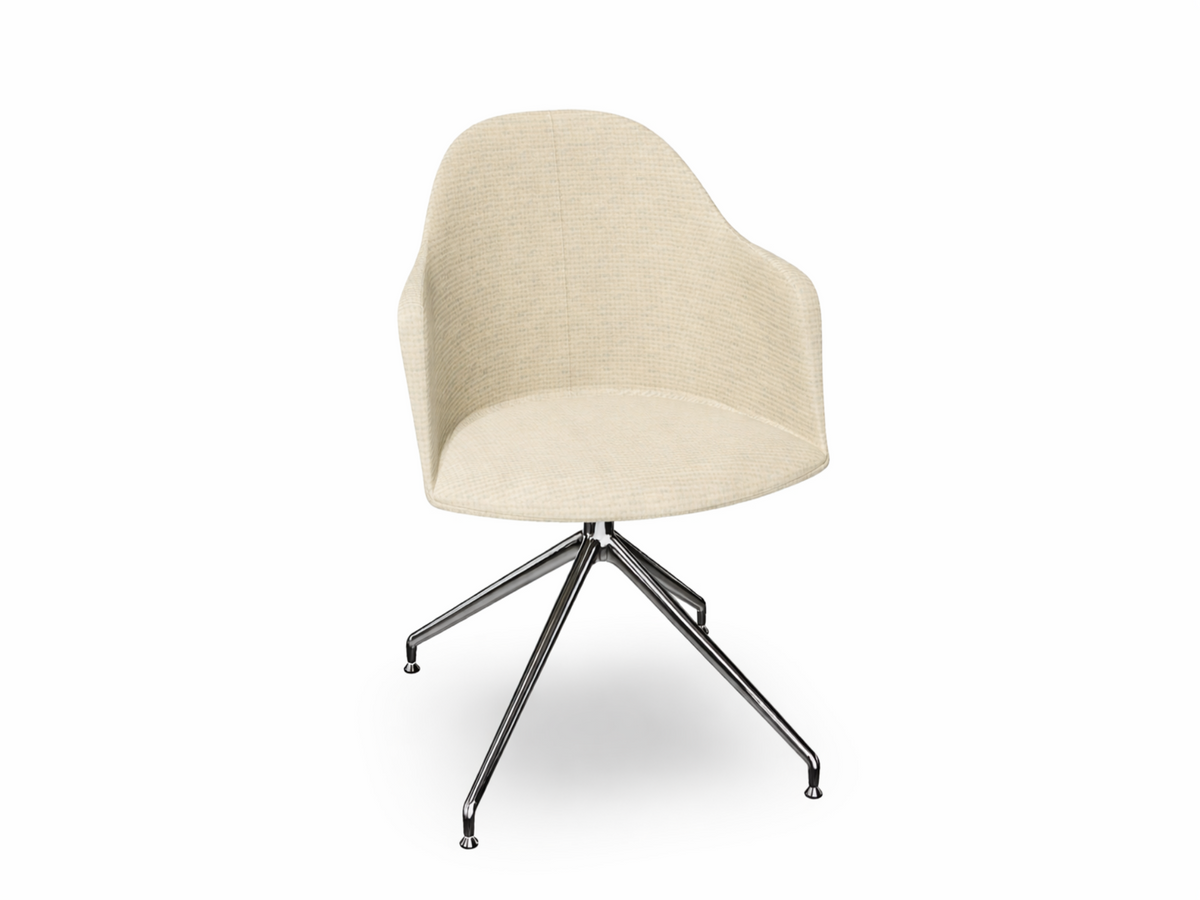 Cila Fully Upholstered Armchair With Swivel Trestle Base