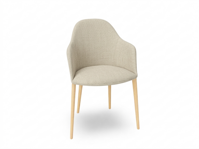 Cila Fully Upholstered Armchair with Timber Oak Four-leg Base