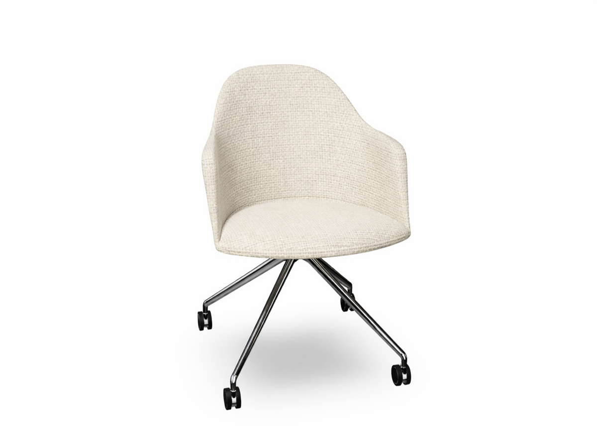 Cila fully upholstered Armchair With Fixed Trestle Base