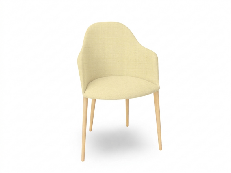 Cila Fully Upholstered Armchair with Timber Oak Four-leg Base