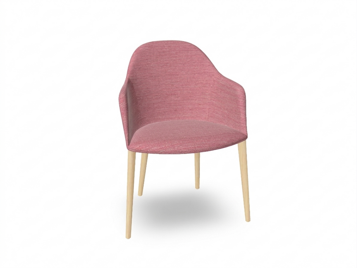 Cila Fully Upholstered Armchair with Timber Oak Four-leg Base