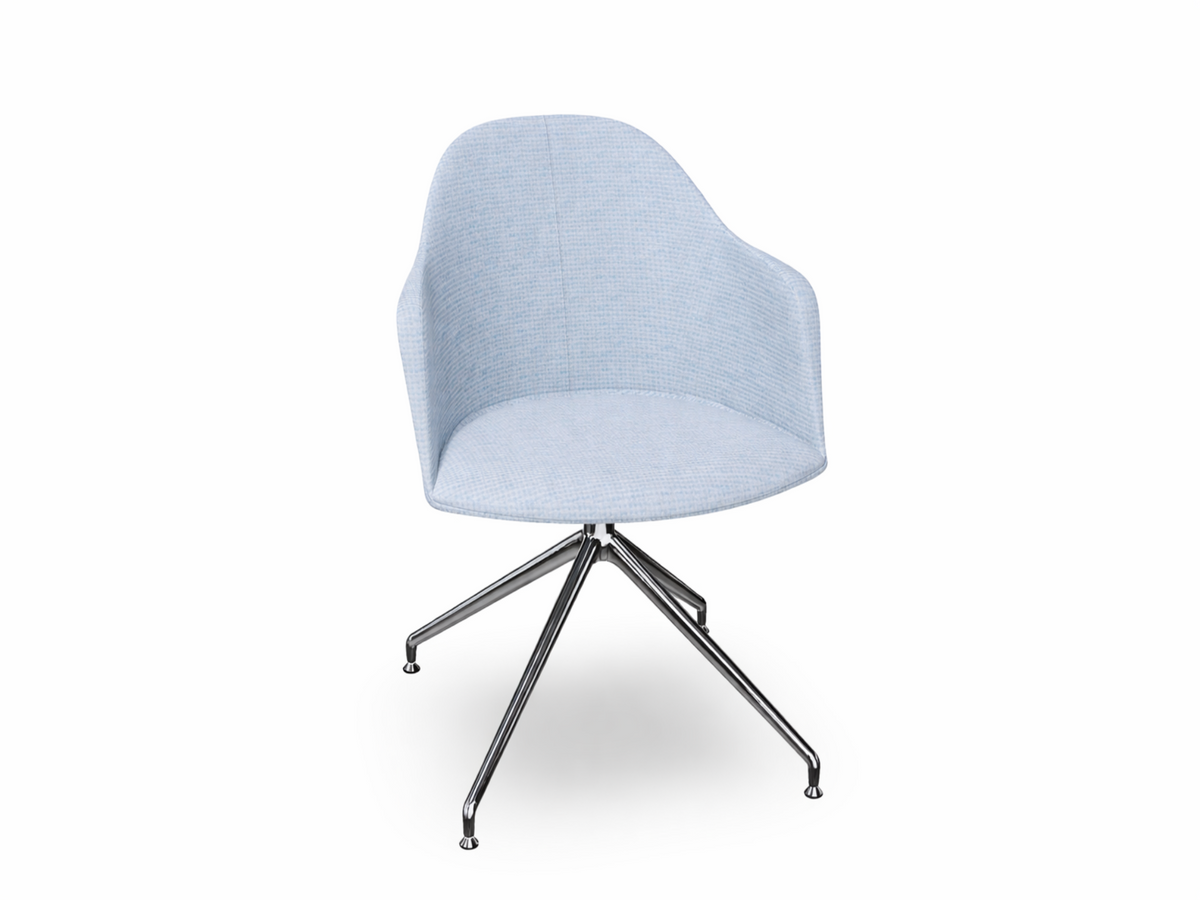 Cila Fully Upholstered Armchair With Swivel Trestle Base
