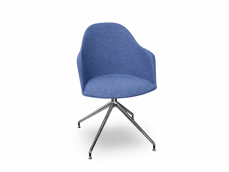 Cila Fully Upholstered Armchair With Swivel Trestle Base