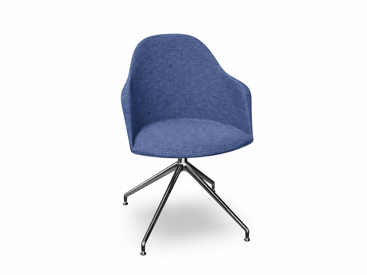 Cila Fully Upholstered Armchair With Swivel Trestle Base