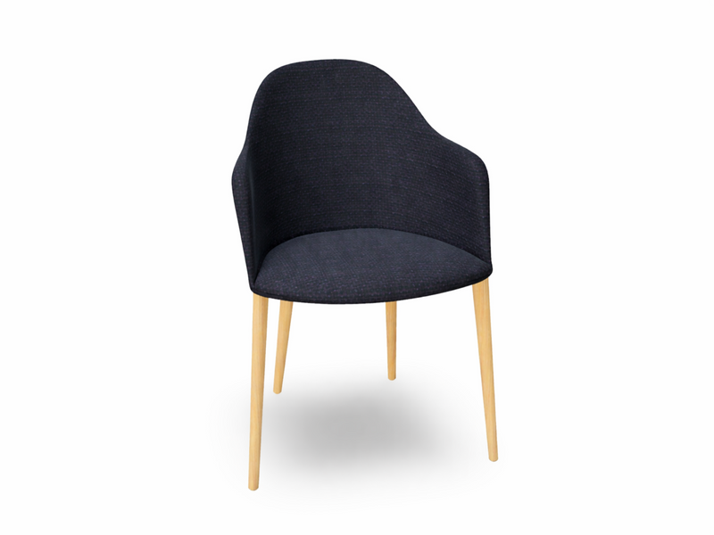 Cila Fully Upholstered Armchair with Timber Oak Four-leg Base