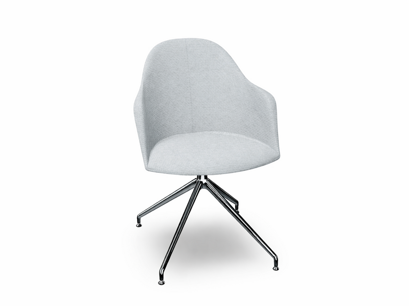 Cila Fully Upholstered Armchair With Swivel Trestle Base