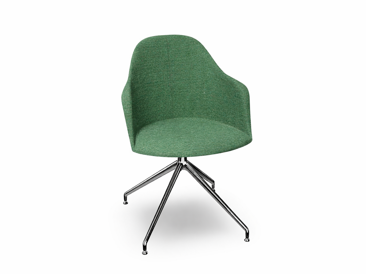 Cila Fully Upholstered Armchair With Swivel Trestle Base