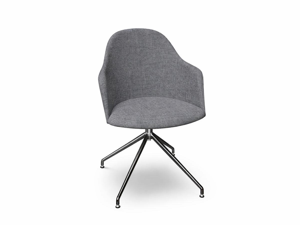 Cila Fully Upholstered Armchair With Swivel Trestle Base