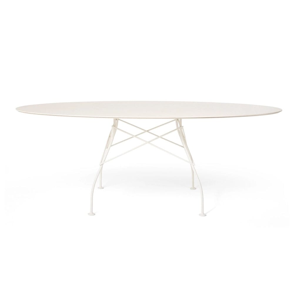 Glossy Outdoor Table Outdoors Kartell Oval Top White 
