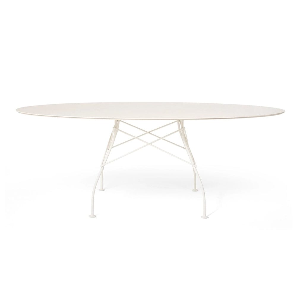 Glossy Outdoor Table Outdoors Kartell Oval Top White 