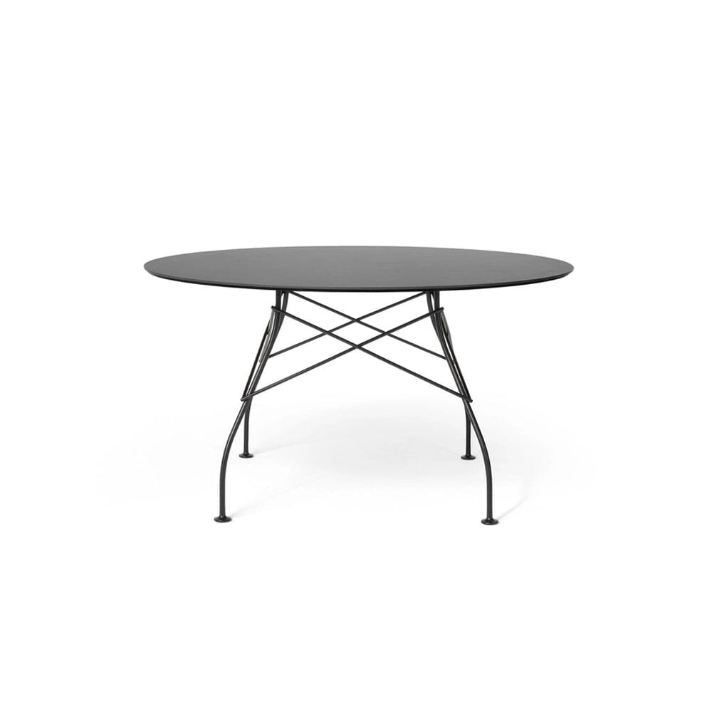 Glossy Outdoor Table Outdoors Kartell Round Top Black 